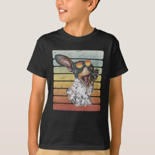 T-shirt Papa chiot teckel noir bronzé au coucher du soleil