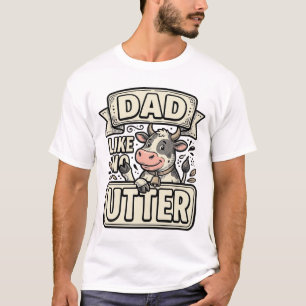 T-shirt Papa comme pas de pis drôle vache vintage vecteur