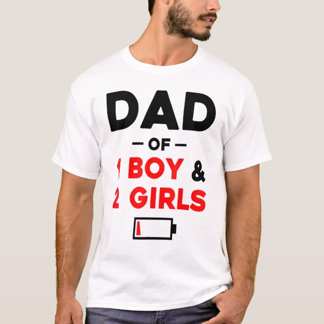 T-shirt Papa De 1 Garçon 2 Filles Batterie basse (Devant)