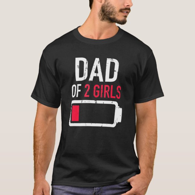 T-shirt Papa De 2 Filles Batterie Basse Pour Fête des père (Devant)