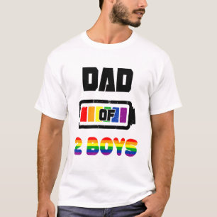 T-shirt Papa De 2 Garçons Batterie Complète Lgbt Fierté Pa