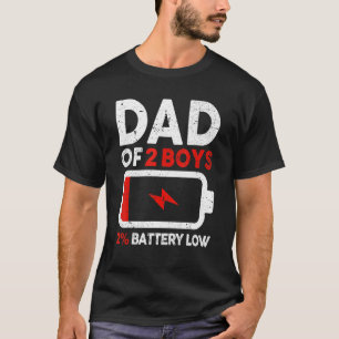 T-shirt Papa De 2 Garçons Batterie Faible