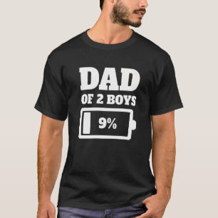 T-shirt Papa De 2 Garçons Fatigué Papa Père Père Faible Ba