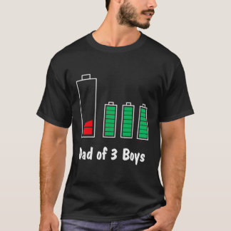 T-shirt Papa de 3 Garçons Père de Trois Fils Batterie bass