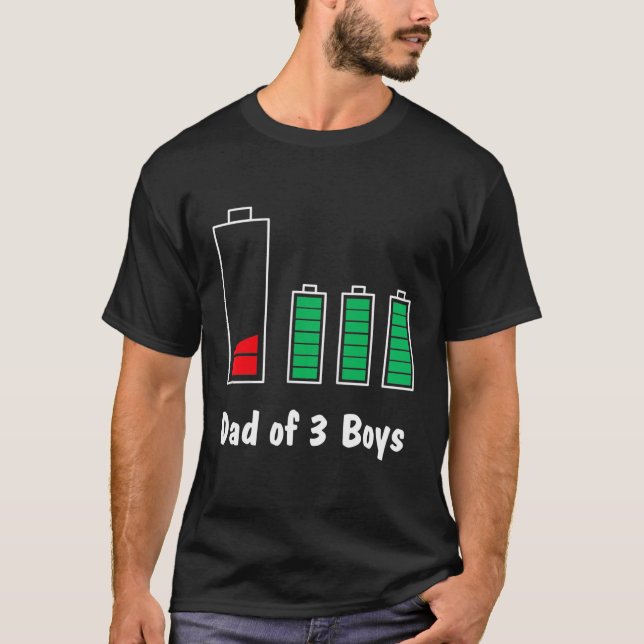 T-shirt Papa de 3 Garçons Père de Trois Fils Batterie bass (Devant)
