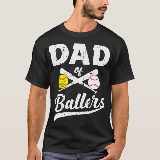 T-shirt Papa de Ballers Baseball et de softball joueur Pèr (Devant)