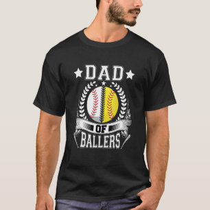 T-shirt Papa De Ballers Baseball Softball De Fils Femme