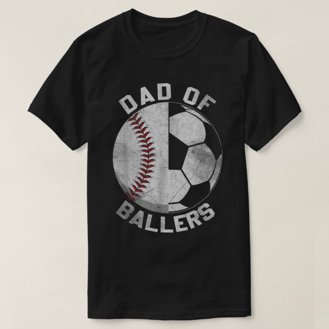 T-shirt Papa De Ballers Football De Baseball Joueur De Bal (Design devant)