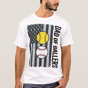 T-shirt Papa de Ballers Softball Baseball Patriotique