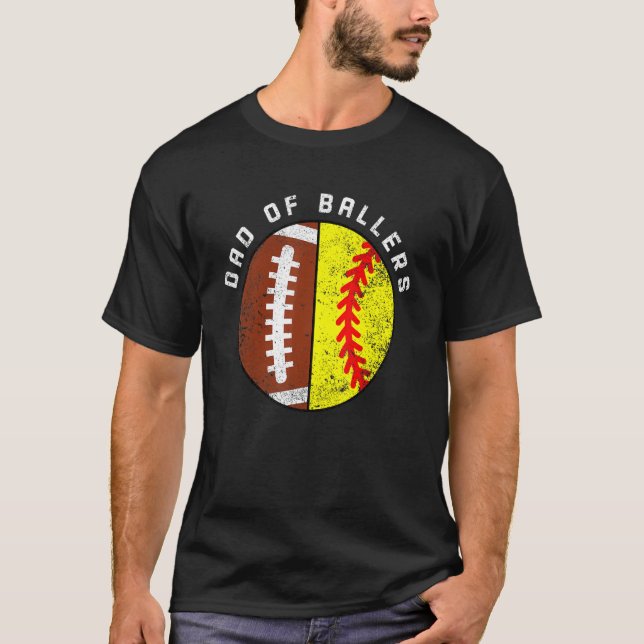 T-shirt Papa De Ballon Football Softball Papa (Devant)