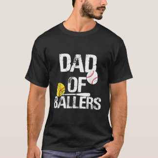 T-shirt Papa De Ballon Papa De Baseball Et Joueur De Softb