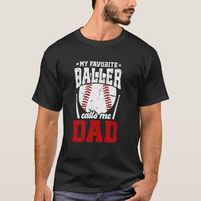 T-shirt Papa de baseball fier d'un joueur de baseball Papa (Devant)