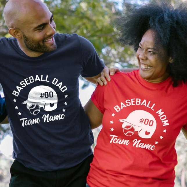 T-shirt Papa de baseball personnalisé maman avec nom et nu (Custom Baseball Dad Mom with Name and Number T-Shirt)
