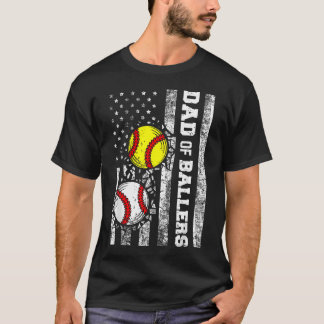T-shirt Papa de joueurs drôle drapeau Usa Baseball Softbal
