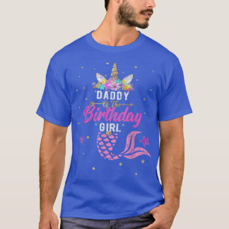 T-shirt Papa de la fille anniversaire Unicorn Mermaid Tee 