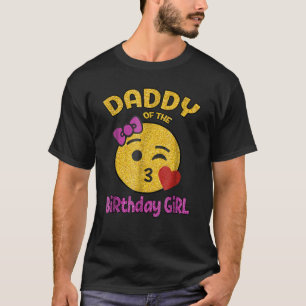 T-shirt Papa de la fille d'anniversaire Emoji Pink Kiss He