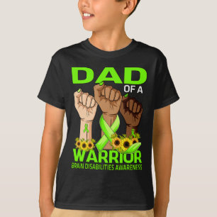 T-shirt Papa De La Main D'Un Guerrier Handicap Cerveau Sen