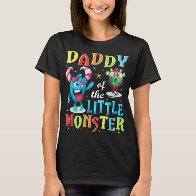 T-shirt Papa De La Petite Famille Monster Qui Correspond À (Devant)