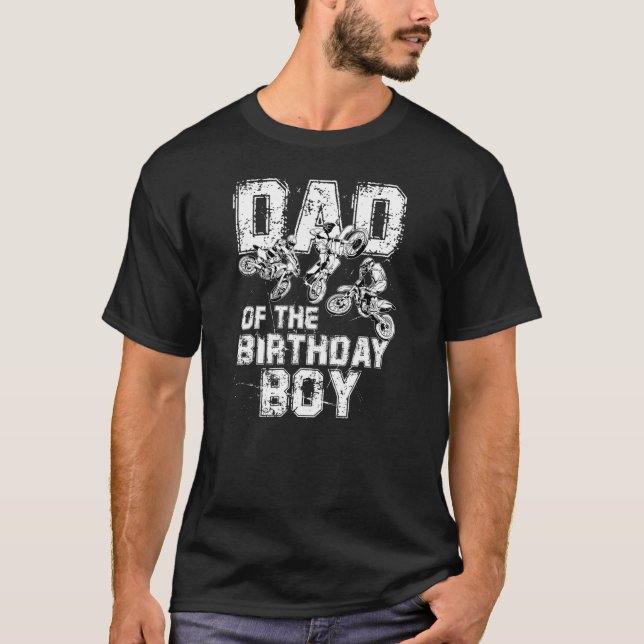 T-shirt Papa De L'Anniversaire Boy Dirt Vélo Moto  (Devant)