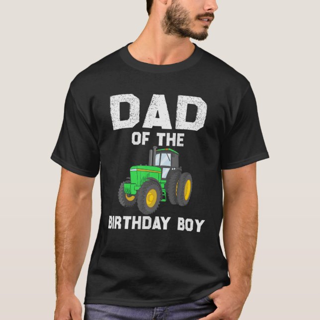 T-shirt Papa De L'Anniversaire Boy Farm Tractor Famille (Devant)