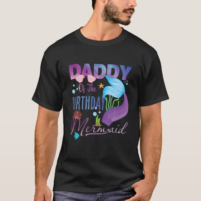T-shirt Papa de l'Anniversaire de la sirène fille jumelée  (Devant)