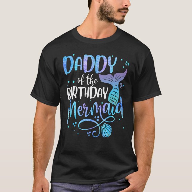 T-shirt Papa De L'Anniversaire Famille De Sirène Partie Co (Devant)