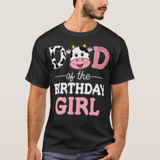 T-shirt Papa De L'Anniversaire Fille Chemise Ferme Vache P