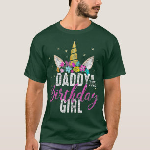 T-shirt Papa De L'Anniversaire Fille Père Cadeau Unicorn B
