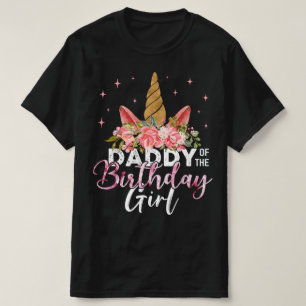 T-shirt Papa De L'Anniversaire Fille Père Flora Unicorn