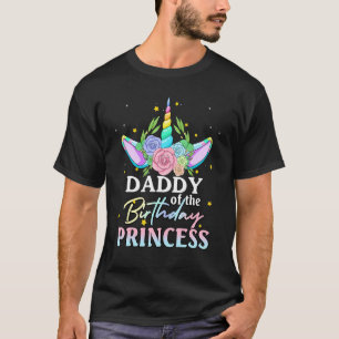 T-shirt Papa De L'Anniversaire Fille Unicorn Arc-En-Ciel F