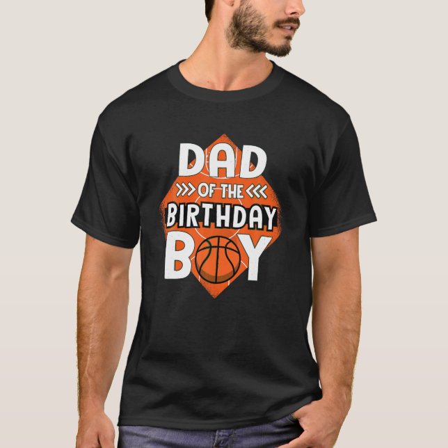 T-shirt Papa De L'Anniversaire Garçon Basketball Papa Tee  (Devant)