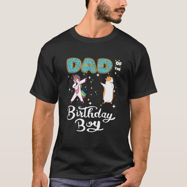 T-shirt Papa De L'Anniversaire Garçon Donut Dabbing Unicor (Devant)