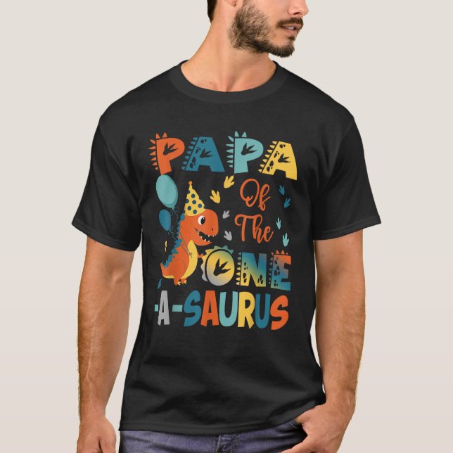 T-shirt Papa De L'Un A Saurus 2E Anniversaire Dinosaur Par (Devant)