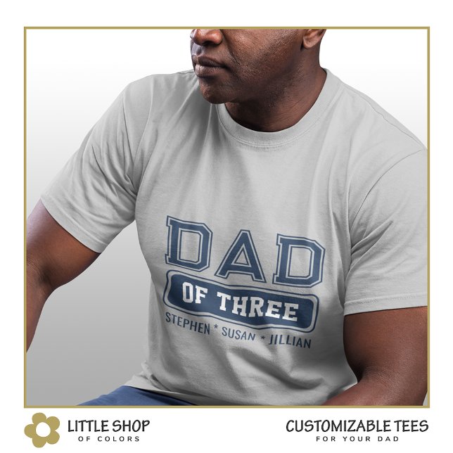 T-shirt Papa de trois Varsity Style personnalisable (Créateur téléchargé)