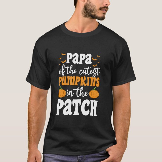 T-shirt Papa Des Citrouilles Les Plus Cuttes Dans Le Patch (Devant)