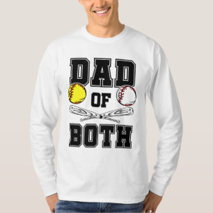T-shirt Papa Des Deux Papa De Ballers Drôle Baseball Softb