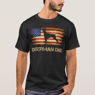 T-shirt Papa Doberman Vintage Drapeau Américain Patriotiqu