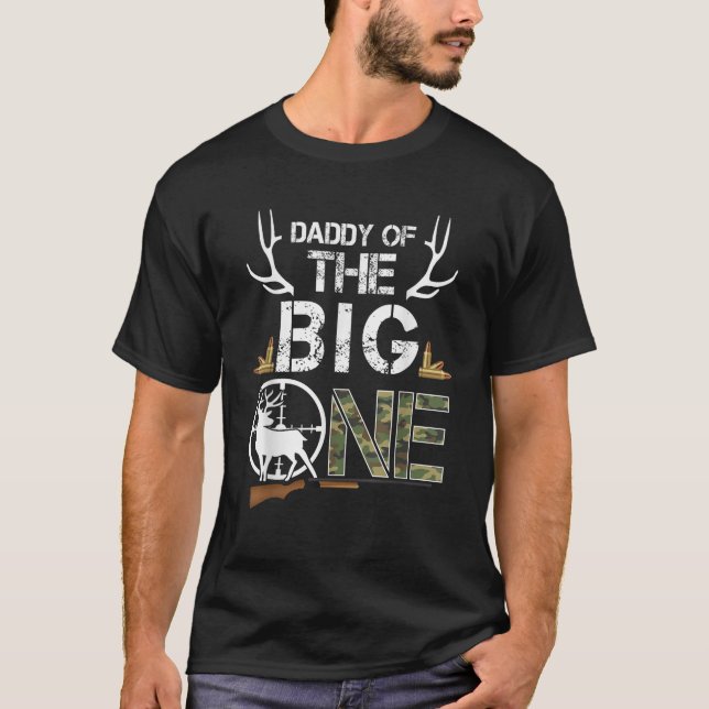 T-shirt Papa du Big One Birthday Boy Deer Hunter Camo (Devant)