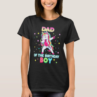 T-shirt Papa du garçon d'anniversaire Dabbing Licorne Tapi