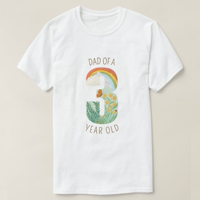 T-shirt Papa d'un amoureux de la nature de trois ans (Design devant)
