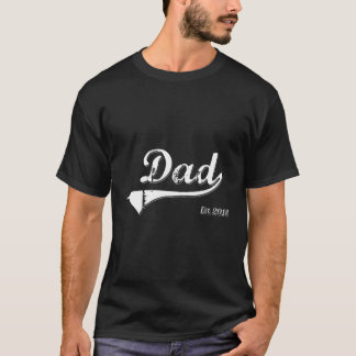 T-shirt Papa Est 2018 Papa Établi Depuis 2018 Père'S
