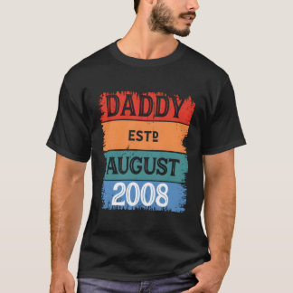T-shirt Papa Est Août 2008 Fier Papa Grand Papa Meilleur P