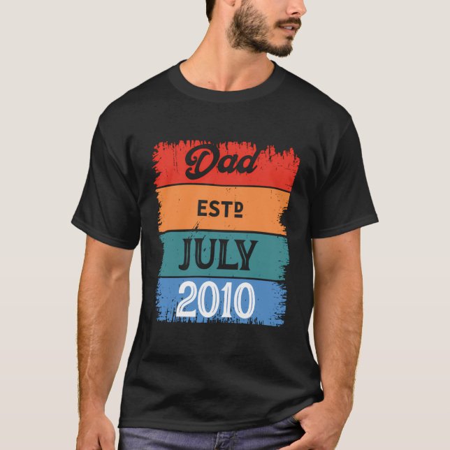 T-shirt Papa Est Juillet 2010 Fier Papa Best Daddy Classic (Devant)