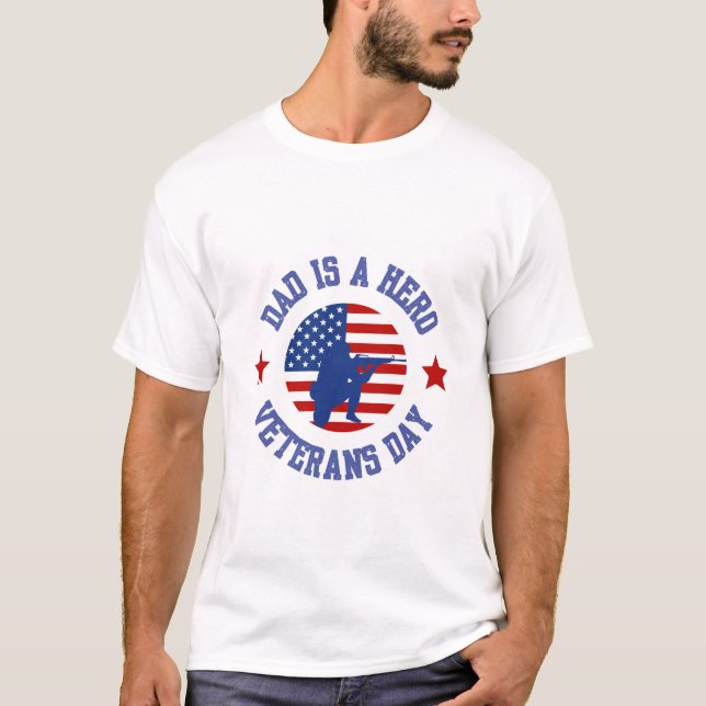 T-shirt Papa Est Une Fête Des Vétérans Héros (Devant)