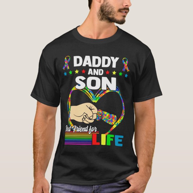 T-shirt Papa Et Son Meilleur Ami Pour La Vie Autisme Papa  (Devant)