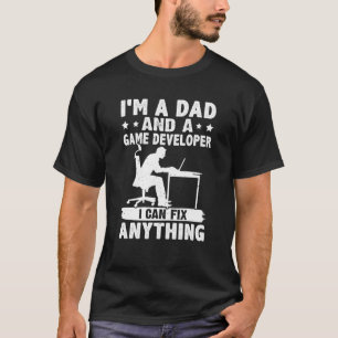 T-shirt Papa Et Un Développeur De Jeu Je Peux Réparer Tout