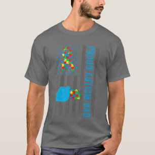 T-shirt Papa fier de l'autisme Drapeau américain États-Uni