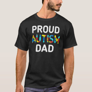 T-shirt Papa fier de l'autisme pièces de puzzle colorées A