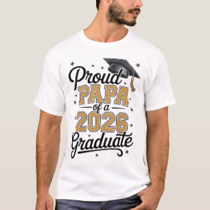 T-shirt Papa Fier D'un Diplômé 2026 Or Diplômé