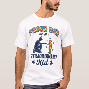 T-shirt Papa fier d'un enfant extraordinaire Autisme Vecte